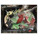 Clothes basket full of football party supplies