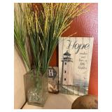 Lighthouse decor, plant decor and faith  decor