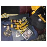 Lot of Steelers items horns, kids shirt sz small,