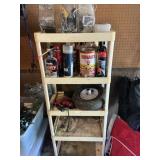 Plastic shelf in garage and itï¿½s contents (BRING