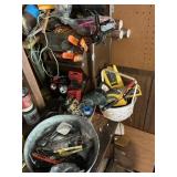 Misc. clean off on work bench in garage, (bring