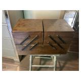 Vintage sewing box, dove tailed joints, loaded