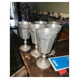 (6) Chalice styled pewter or aluminum cups