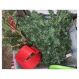 Tote w/ lid of Christmas decorations