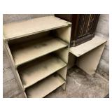 Knee hole desk with shelves attached