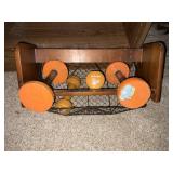 2 pair vintage dumbbells and a wire basket