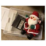 Tote w/ lid with Santa and a radio scanner