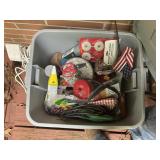 Tote of garden supplies