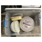 Tote of plastic containers