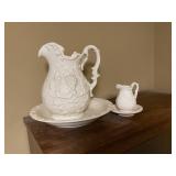 White pitchers and bowls 2 different sizes