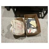 2 boxes of really old papers and books plus sheet