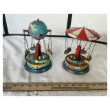 2 tin merry go round toys, untested and untried