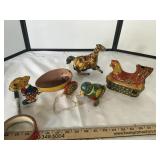 4 vintage tin toys in as pictured condition
