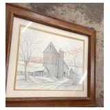 Framed and matted signed art piece