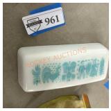 Vintage Pyrex butter dish and FireKing plate