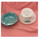 Vintage ash tray and fire king lot