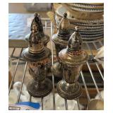 Vintage crown weighted sterling salt and pepper