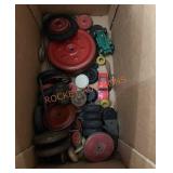 Vintage toy wheels and other car and tractor parts