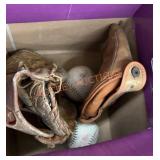 Ball gloves and softball lot