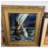 Large religious framed art piece