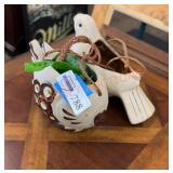 Hanging pottery fish and bird planters