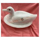 Westmoreland duck on nest glass dish