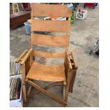 Vintage Leather and wood folding rocker