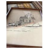 Vintage framed art lot