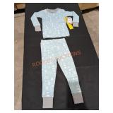 Honest Baby Blue/White Pajama Set 3T
