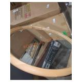28" diameter circular mirror with wood trim