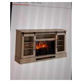 Bramble mesh sliding barn door electric fireplace