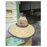1 straw hat with united states flag on
