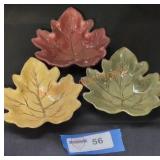 Ceramic Leaf Dishes Lot - Qty 3