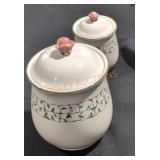 Cameo Rose Jars w Lids - Qty 2