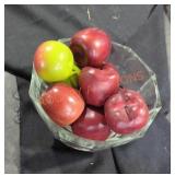 Glass Bowl with Faux Apples