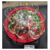 Glass Cups and Serving Tray Lot