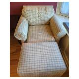 Plaid Patterned Chair and Ottoman