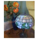 Tiffany Style Lamp and Floral Decor