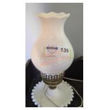 Painted Milk Glass Hurricane Lamp