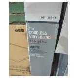 2 1" cordless vinyl blinds 33" x 64"