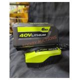 Ryobi 40v 6 ah battery and charger