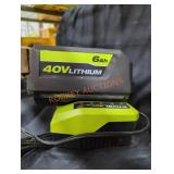 Ryobi 40v 6 ah battery and charger