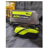 Ryobi 40v 6 ah battery and charger