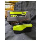 Ryobi 40v 6 ah battery and charger