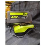 Ryobi 40v 6 ah battery and charger