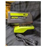 Ryobi 40v 6 ah battery and charger
