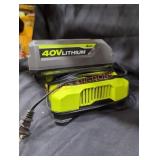 Ryobi 40v 4 ah battery and charger