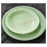 Green Glass Plates - Qty 2