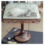 Vintage Glass Bankers Desk Lamp