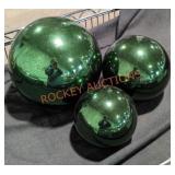 Light Up Green Glass Balls - Qty 3